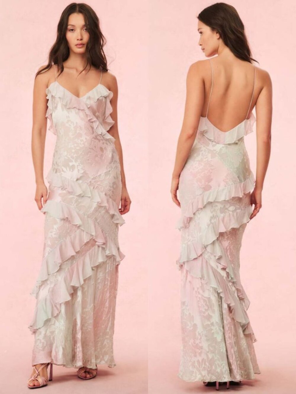 Loveshackfancy Rialto Dress Lilac Spring Floral Ruffle V Neck Maxi Size 4